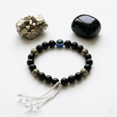 🧿 Original Evil Eye with Black Onyx & Lava Stone Bracelet (Unisex, 8mm) Lab Certified 🧿