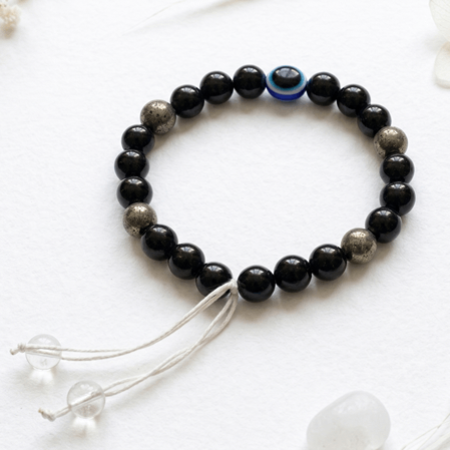🧿 Original Evil Eye with Black Onyx & Lava Stone Bracelet (Unisex, 8mm) Lab Certified 🧿