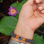 🌋🧿 Original Lava Stone with Evil Eye Protection Bracelet (Unisex, 8mm) |  Lab Certified🧿