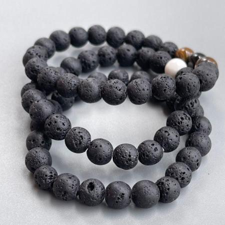 🌋 Original Black Natural Lava Rock Bracelet (Unisex, 8mm) 🌋| Lab Certified
